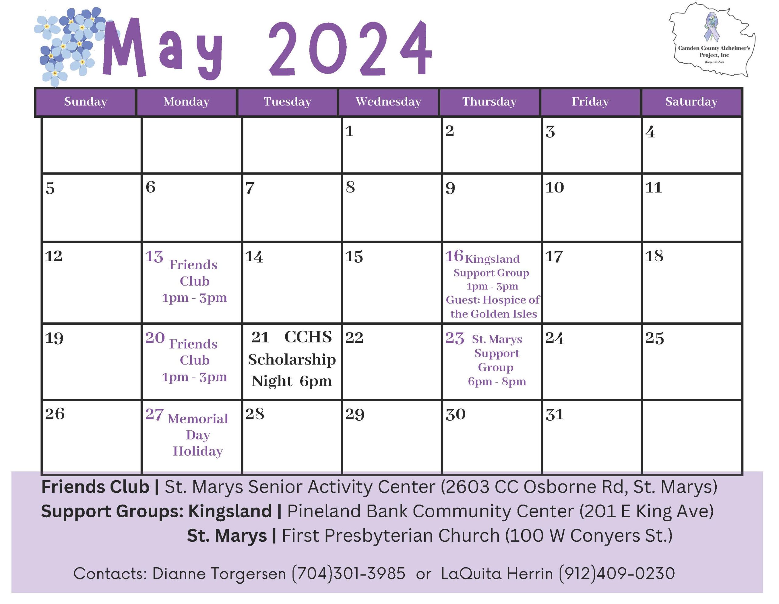 Event Calendar Camden County Alzheimers Project